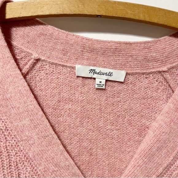 Madewell Ribbed Lyle Henley Size Medium Sweater Watermelon Sugar Pink Merino Woo - Picture 10 of 16